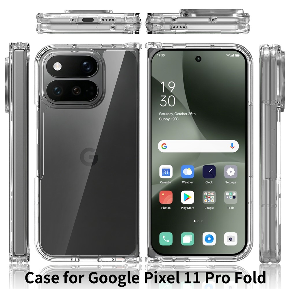 Átlátszó műanyag tok a Google Pixel 11 Pro Fold okostelefonhoz