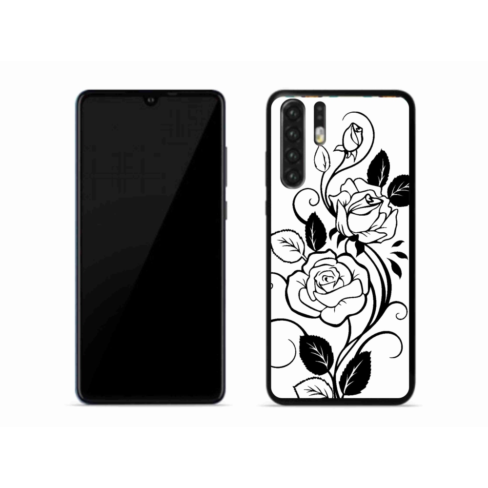 Zselés borítás mmCase a Huawei P30 Pro készülékhez - fekete és fehér rózsa