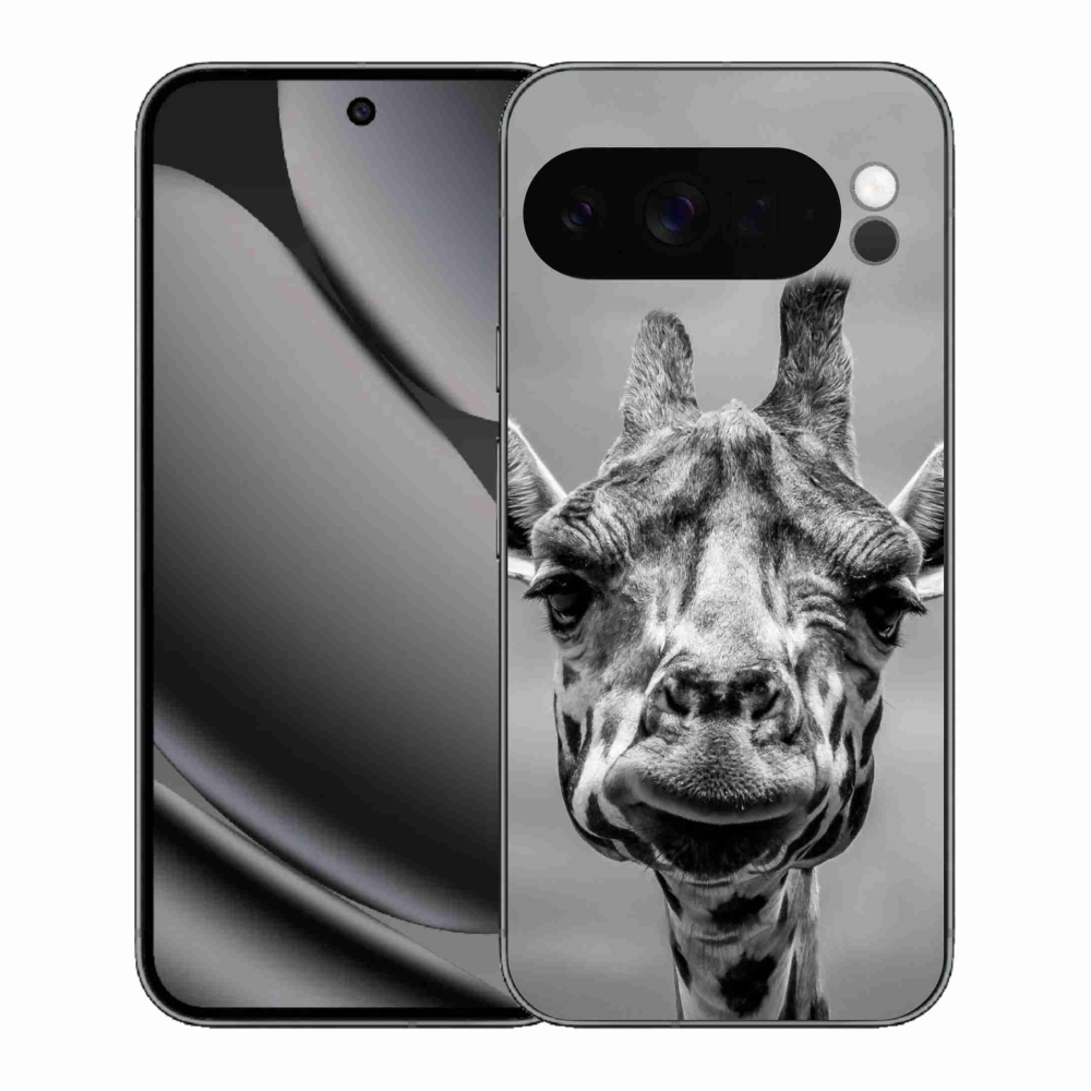 Zselés borítás mmCase a Google Pixel 10 Pro XL számára - fekete-fehér zsiráf