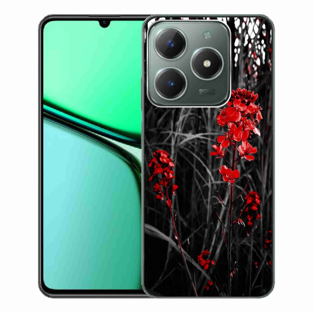 Zselés borító mmCase a Realme C61 készülékhez - piros növény