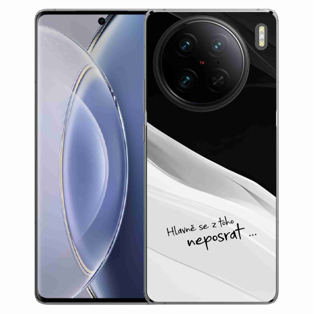 Gél borító mmCase a Vivo X90 Pro készülékhez - vicces szöveg 13 fehér és fekete háttérrel