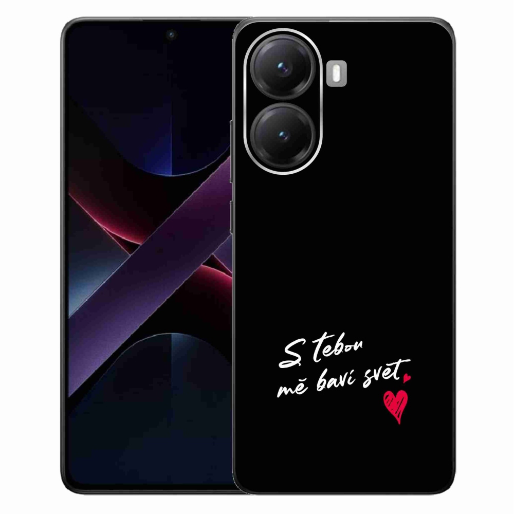 Gél borító mmCase a Xiaomi Poco X7 Pro 5G-hez - szerelmes szöveg 1 fekete háttér