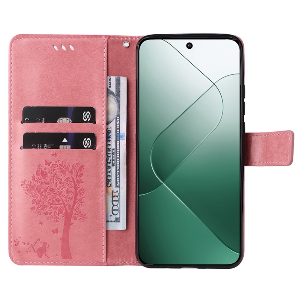 Fák könyv tokja Xiaomi 14 - rózsaszín