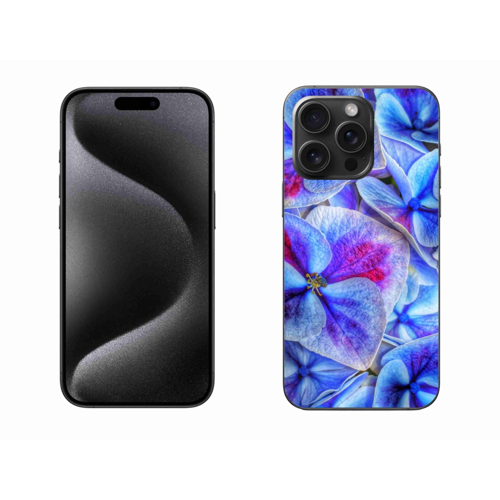 Zselés borítás mmCase iPhone 15 Pro Max készülékhez - kék virágok 1