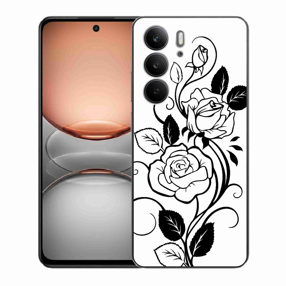 Gél borítás mmCase a Realme C75 készülékhez - fekete és fehér rózsa