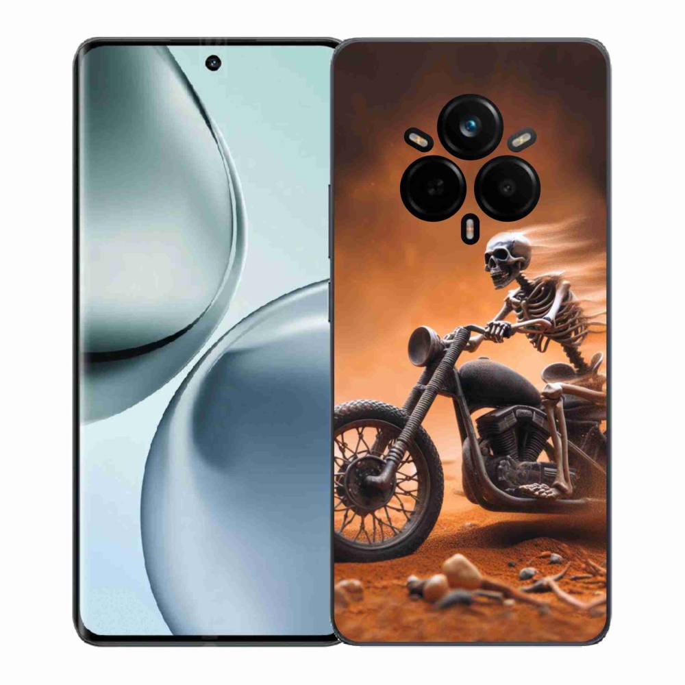 Gél borítás mmCase a Realme 14 Pro+ 5G számára - csontváz motorkerékpáron