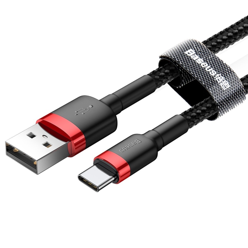 Baseus Cafule sorozatú adatkábel USB-A - USB-C 2A 3m piros/fekete