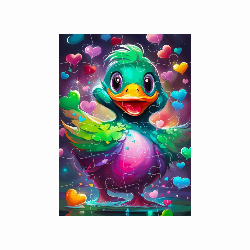 Puzzle 18x13cm (24 darab) képpel - színes kacsa