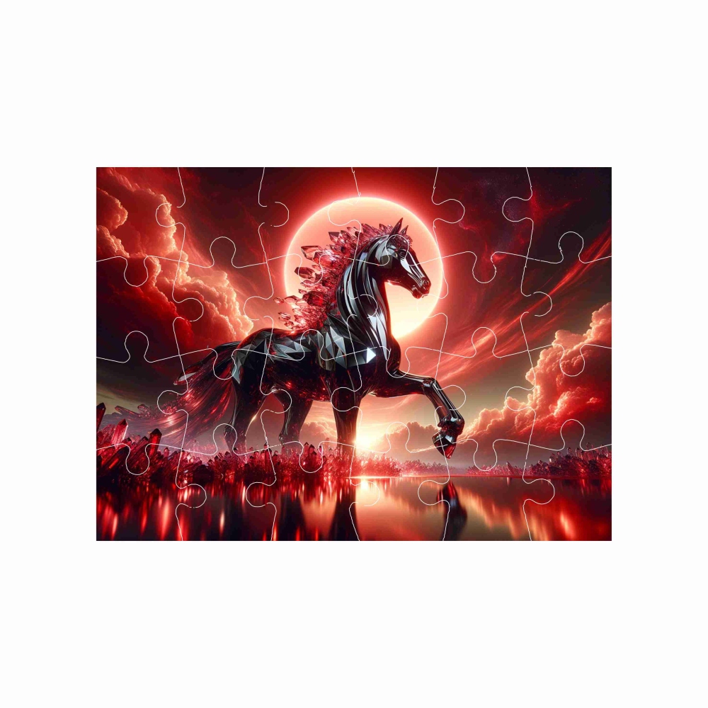 18x13cm-es kirakó (24 darabos) képpel - ló a vörös tájképen