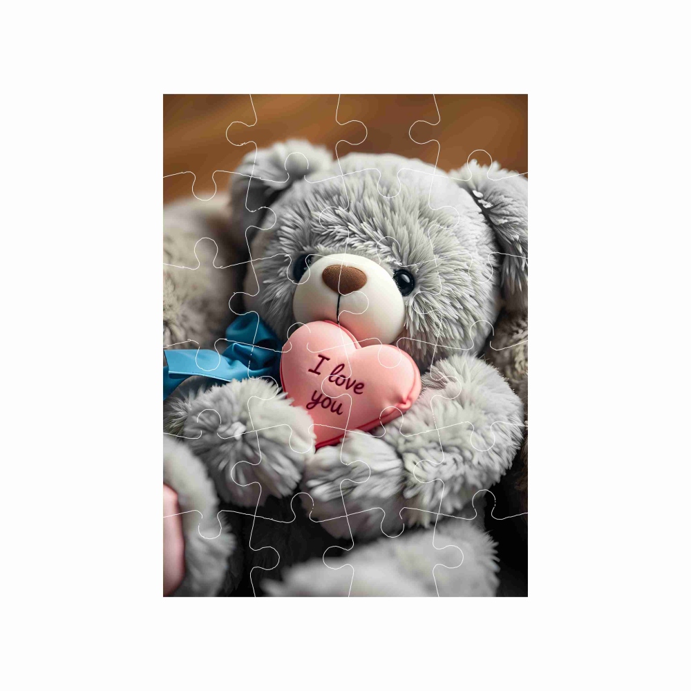 Puzzle 18x13cm (24 darab) képpel - mackó szívvel 1