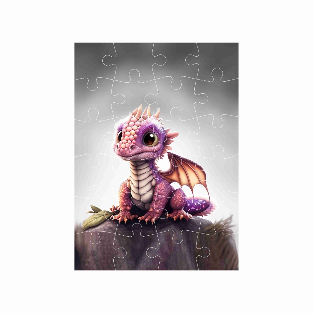Puzzle 18x13cm (24 darab) képpel - rózsaszín sárkány