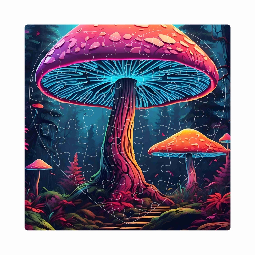 Szív alakú puzzle 19x18cm (76 darab), képpel - gombák