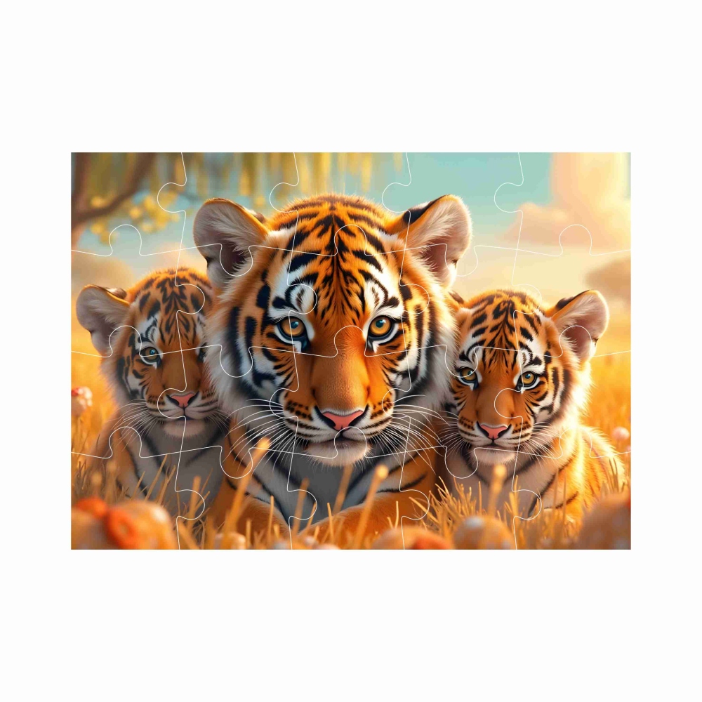 20x15 cm-es (20 darabos) kirakó képpel - tigris kölykeivel