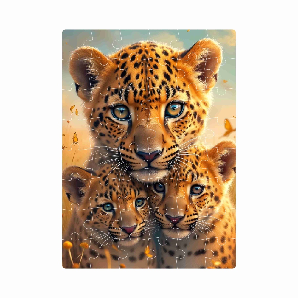 20x15 cm-es (40 darabos) kirakó képpel - leopárd kölykök