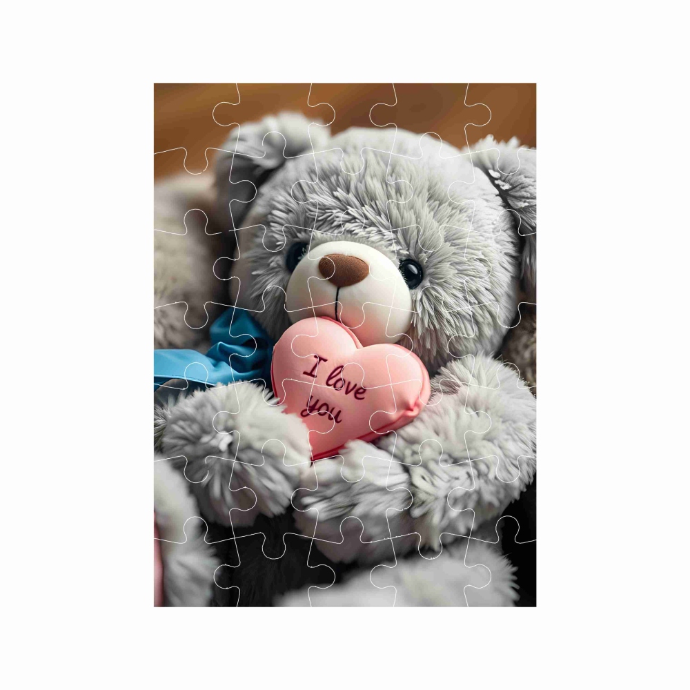 Puzzle 27x19,5cm (35 darab) képpel - mackó szívvel 1