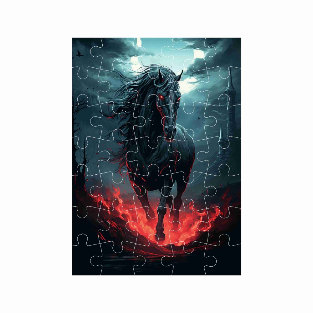 Puzzle 27x19,5cm (35 darabos) képpel - sötét ló