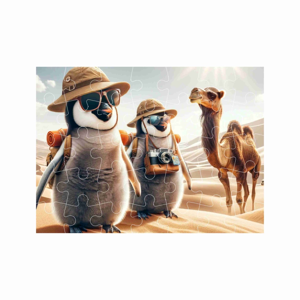Puzzle 27x19,5cm (35 darab) képpel - pingvinek a sivatagban