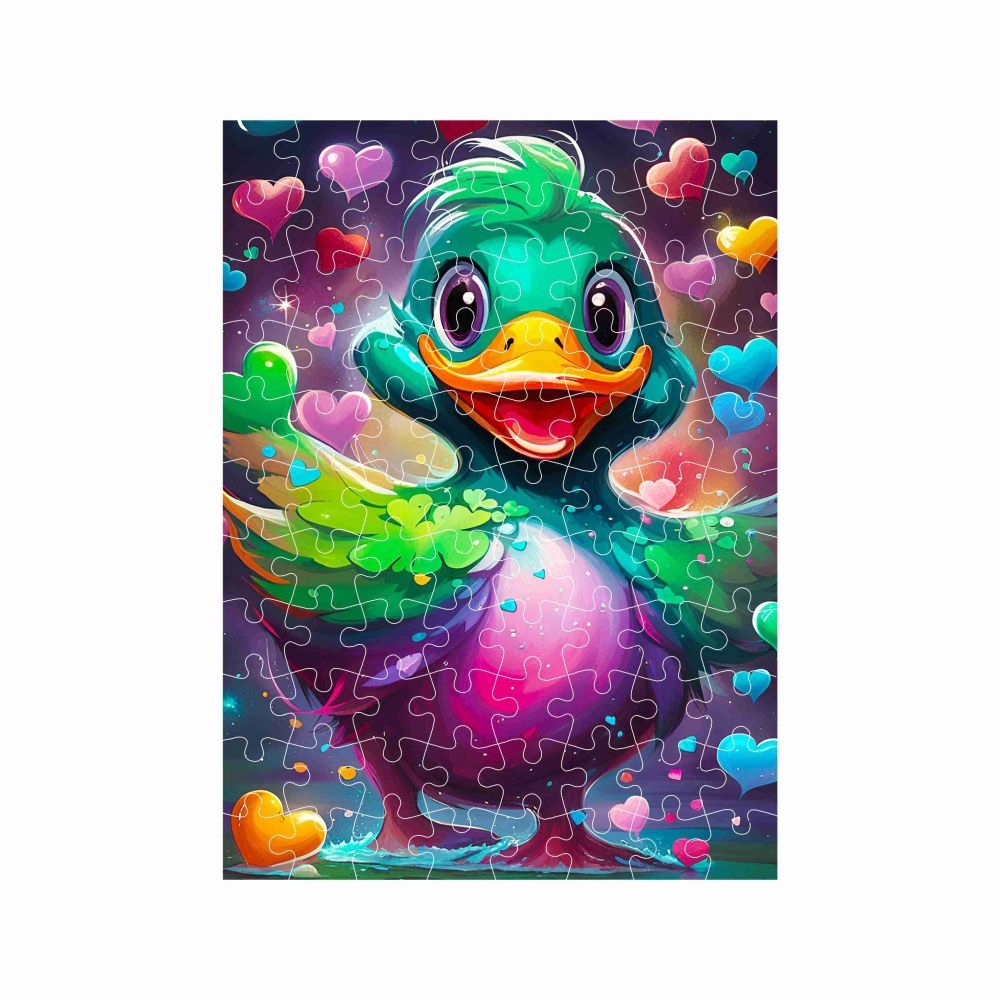 Puzzle 27x19,5cm (88 darab) képpel - színes kacsa