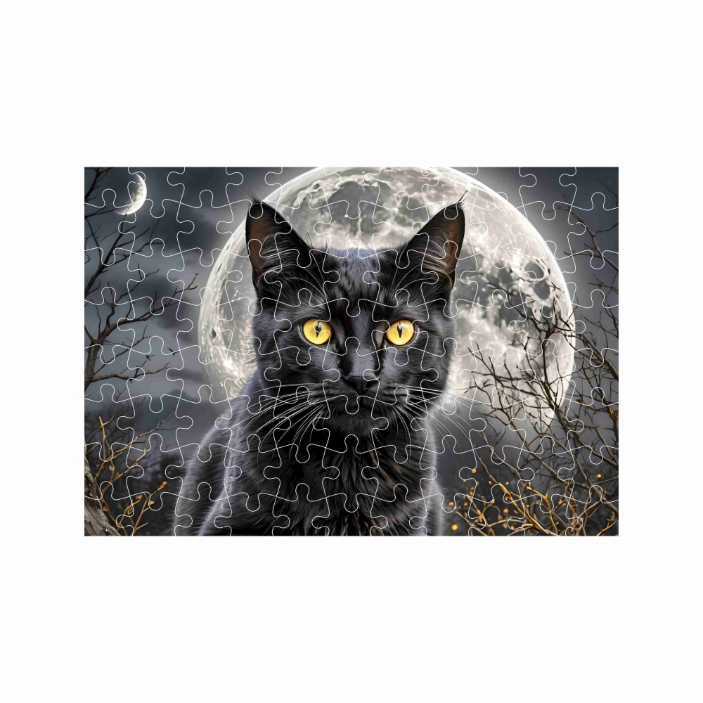 A4-es puzzle 29x20cm (120 darab) képpel - fekete macska