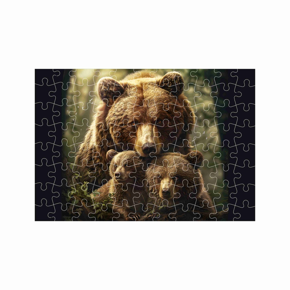 A4-es puzzle 29x20cm (120 darab) képpel - medve és kölykei