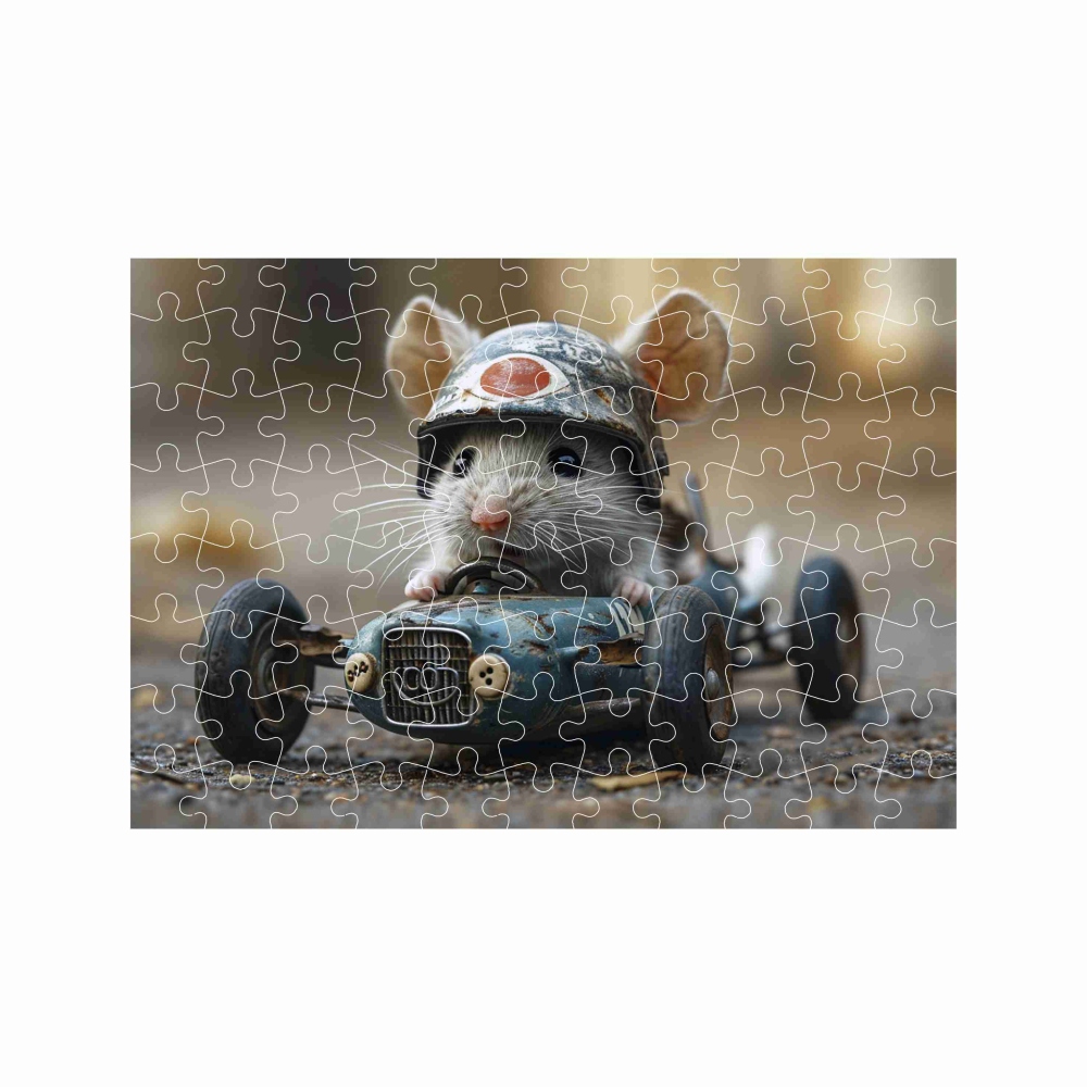 A4-es puzzle 29x20cm (120 darab) képpel - egér az autóban