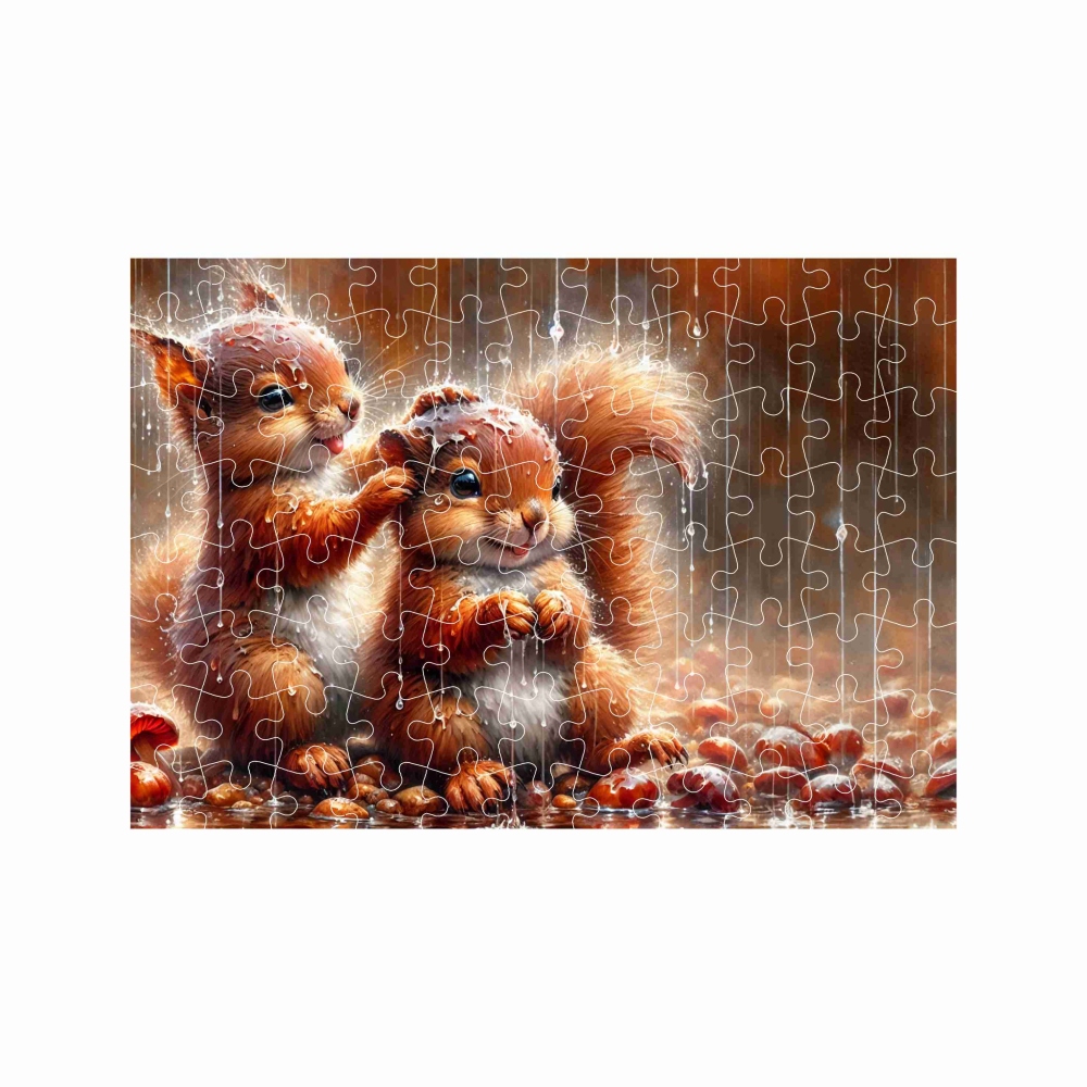 Puzzle A4 29x20cm (120 darab) képpel - mókusok - mókusokkal