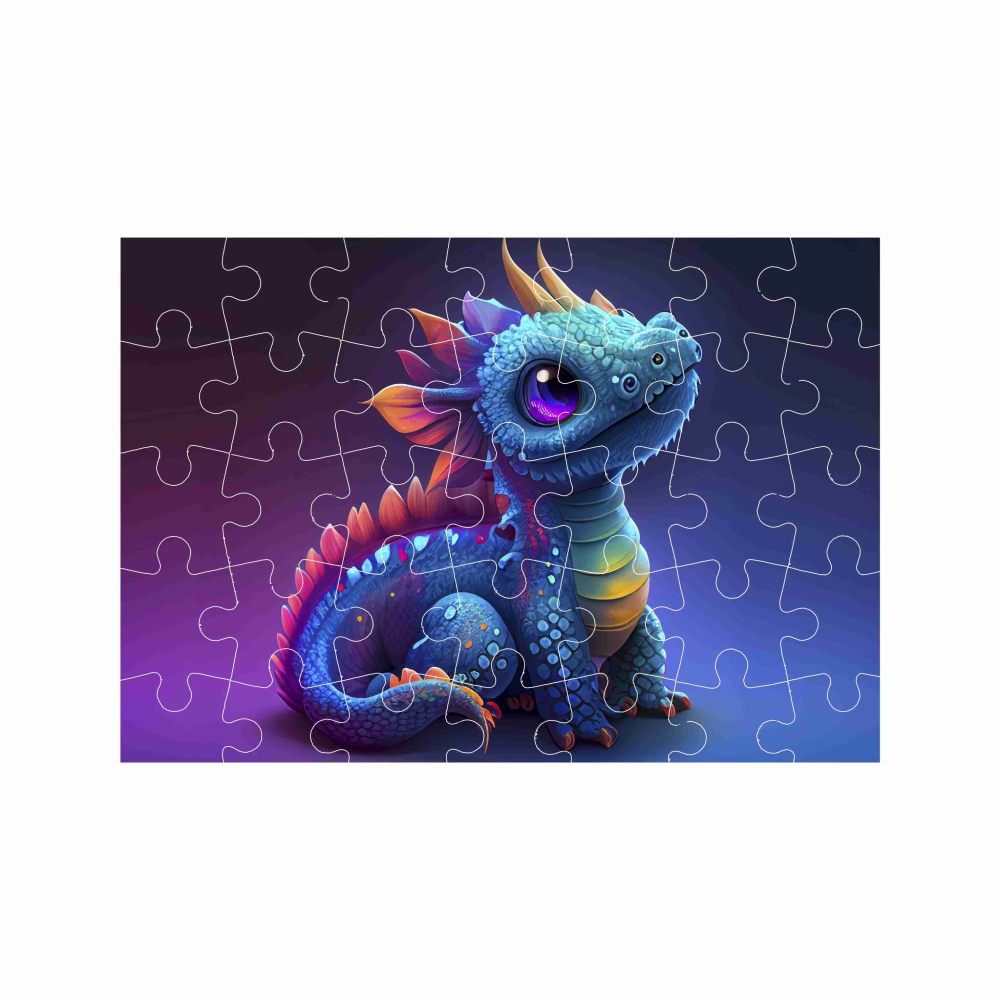 Puzzle A4 29x20cm (40 darab) képpel - színes sárkány