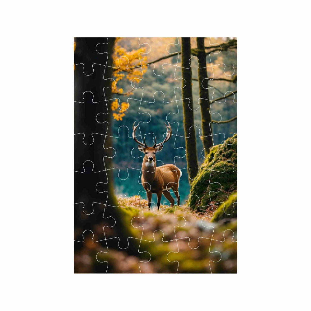 A4-es puzzle 29x20cm (40 darab) képpel - szarvas az erdőben