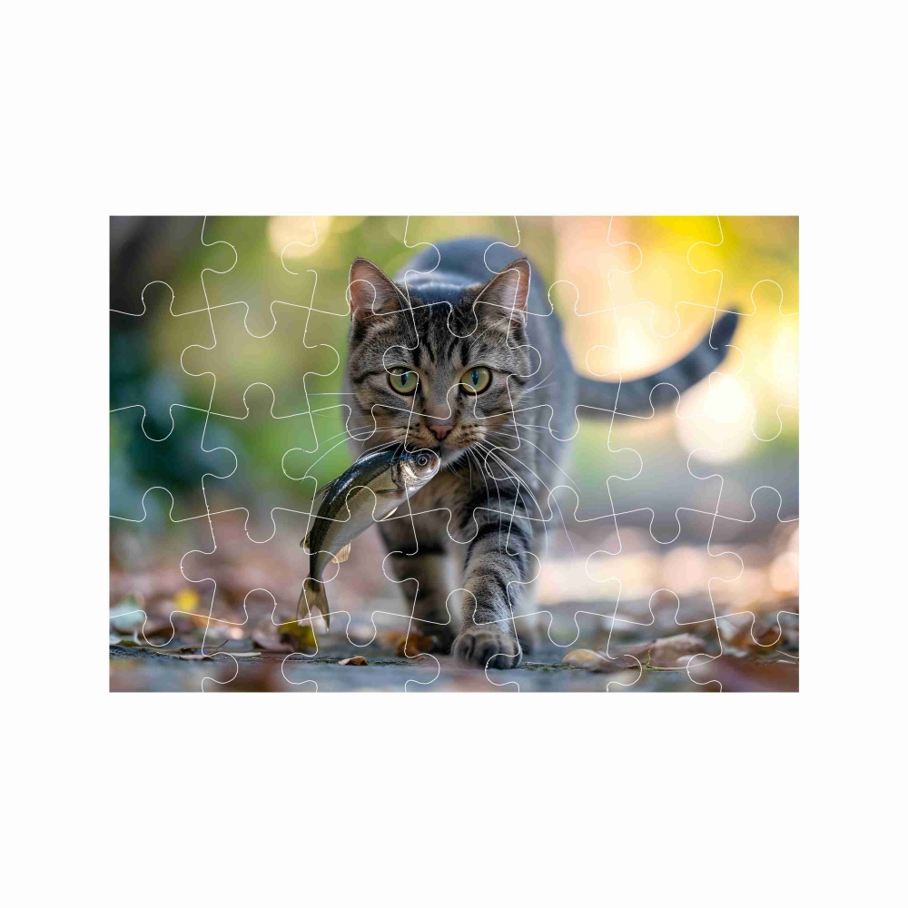 Puzzle A4 29x20cm (40 darab) képpel - macska halakkal - A4 29x20cm (40 db)