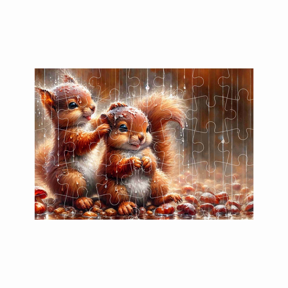 Puzzle A4 29x20cm (40 darab) képpel - mókusok - mókusok