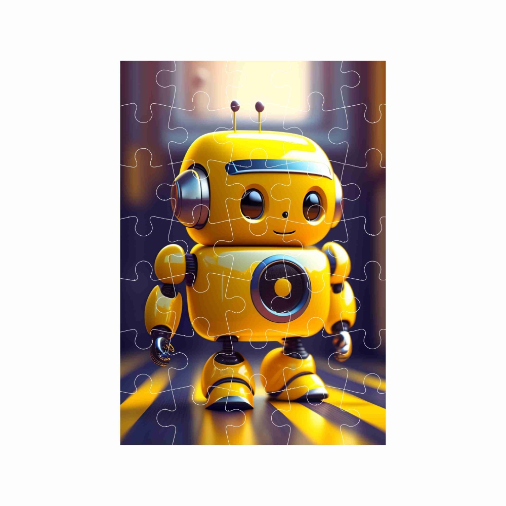 Puzzle A4 29x20cm (40 darab) képekkel - sárga robot