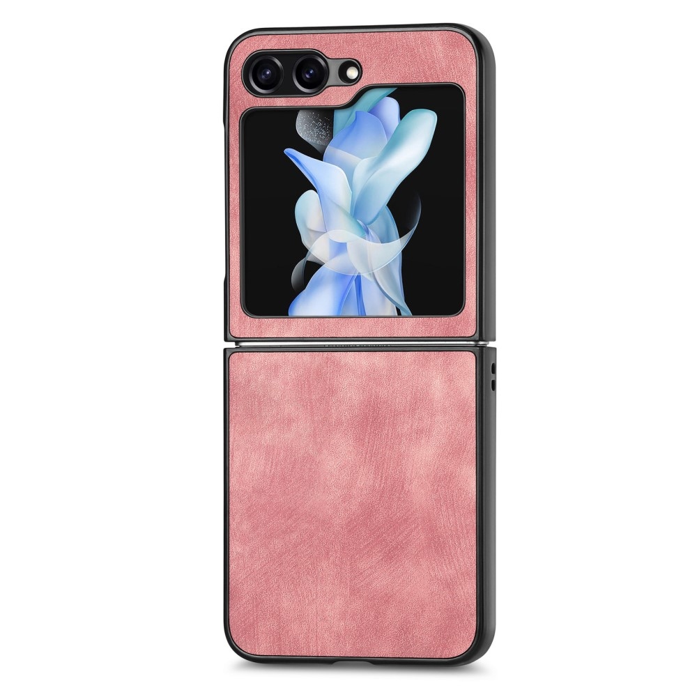 Vintage műanyag borító műbőrrel Samsung Galaxy Z Flip6 5G készülékhez - rózsaszín