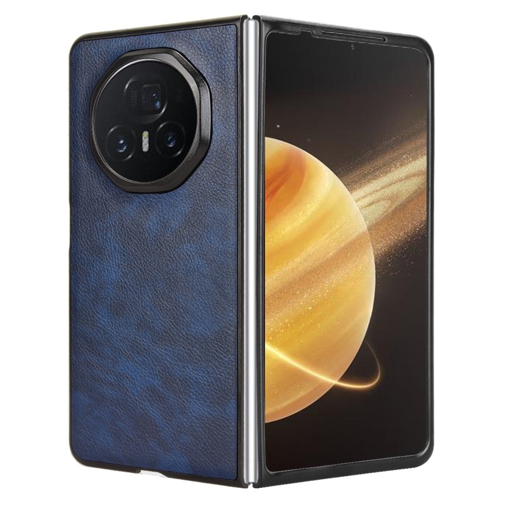 Textúrás műanyag tok műbőrrel Honor Magic V3-hoz - kék