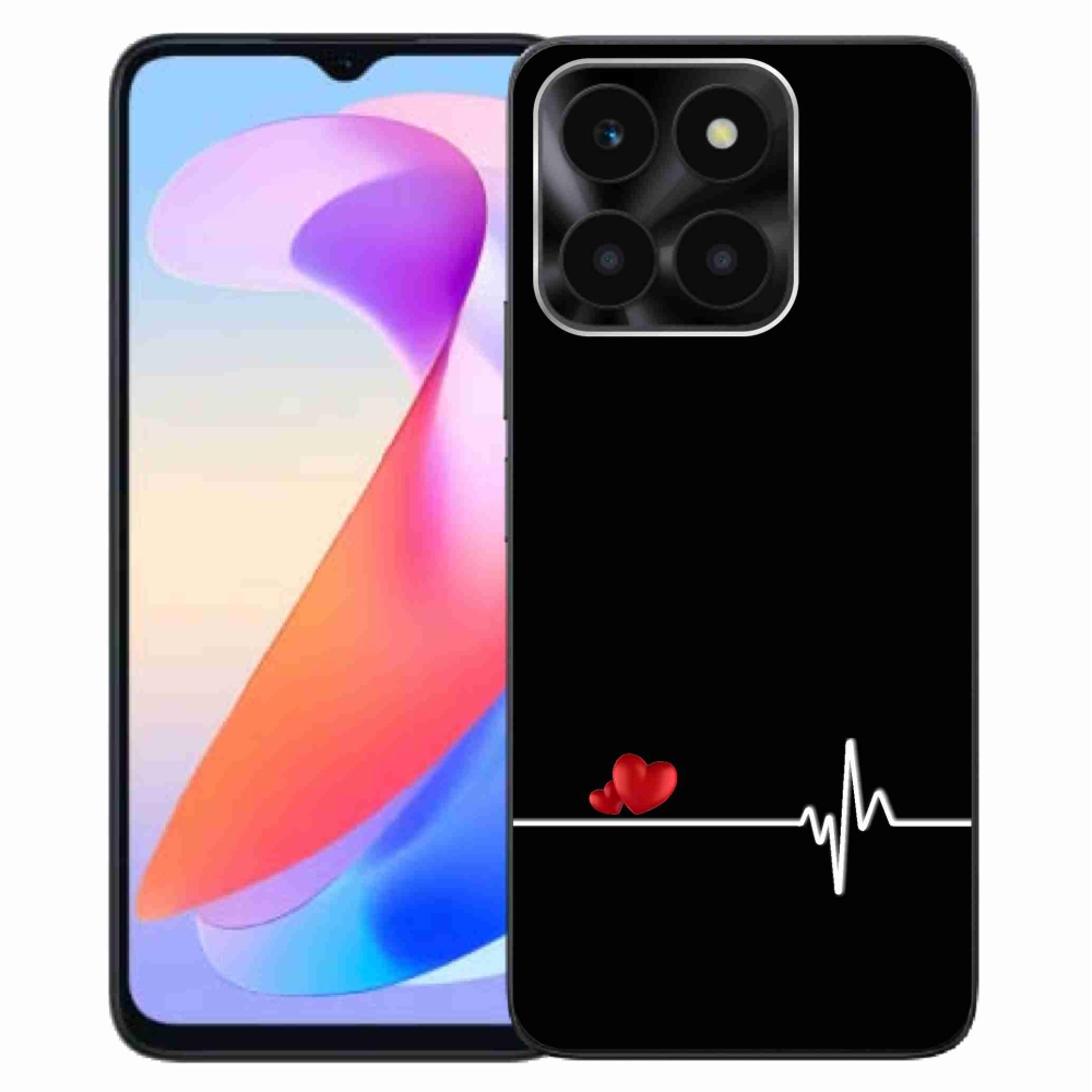 Gél borító mmCase a Honor X6a készülékhez - szív és szívverés fekete háttérrel
