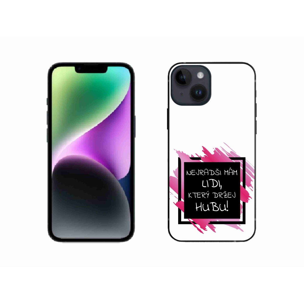 Gél borító mmCase iPhone 14 készülékhez - vicces szöveg 7 fekete-fehér háttérrel