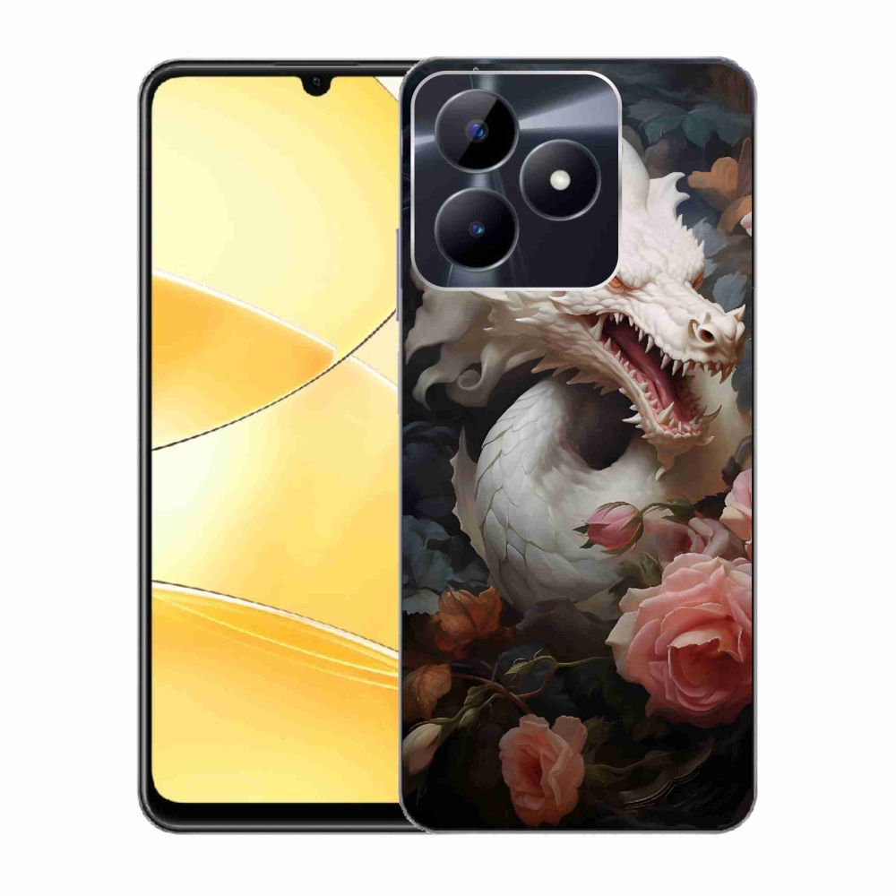 Zselés tok mmCase a Realme C51/C53 készülékhez - fehér sárkány