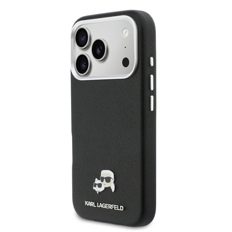 Karl Lagerfeld PU Karl és Choupette fejek tűk MagSafe hátlap iPhone 17 Pro Max-hoz Fekete fekete