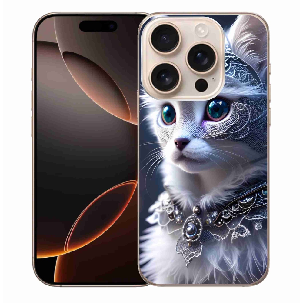 Zselés borítás mmCase iPhone 16 Pro Max készülékhez - fehér macska