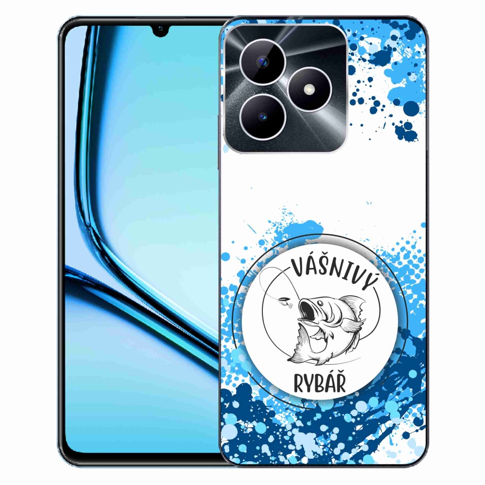 Zselés borító mmCase a Realme Note 50 készülékhez - szenvedélyes halász fehér háttérrel