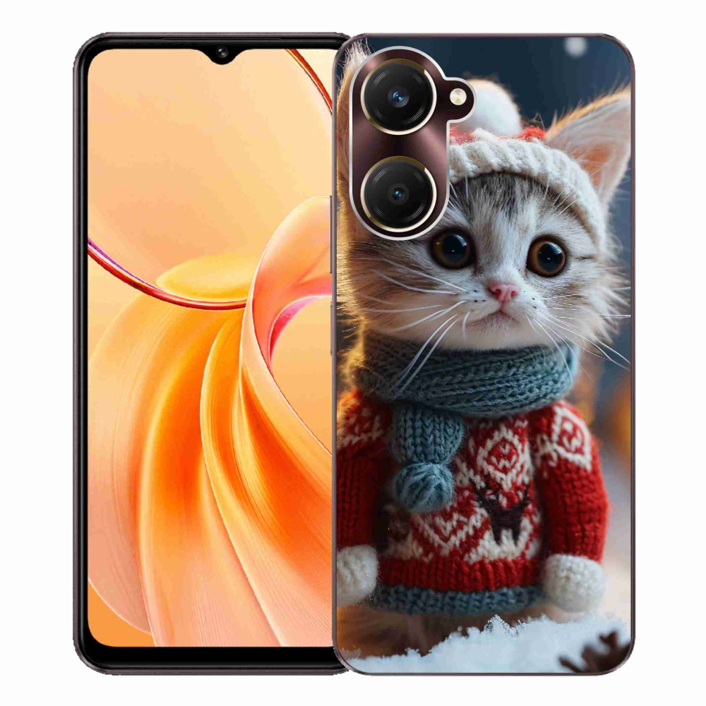 Gél borítás mmCase a Vivo Y28s 5G-hez - cica pulóverben