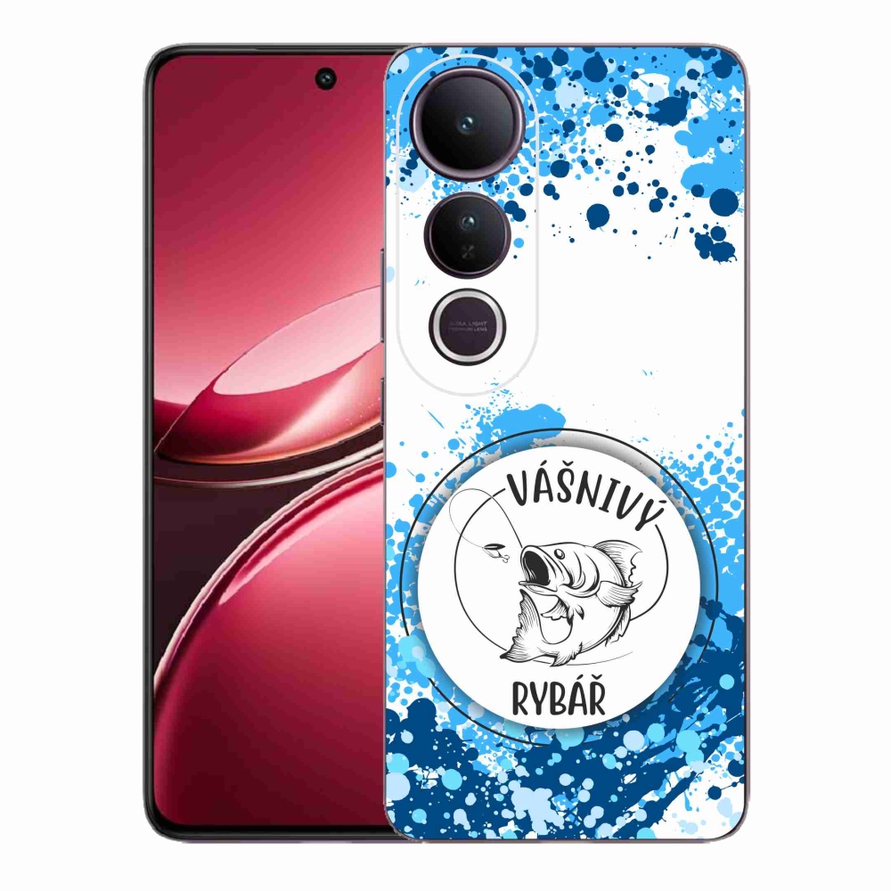 Gél borító mmCase a Vivo V50 Lite 4G/5G-hez - szenvedélyes halász fehér háttérrel