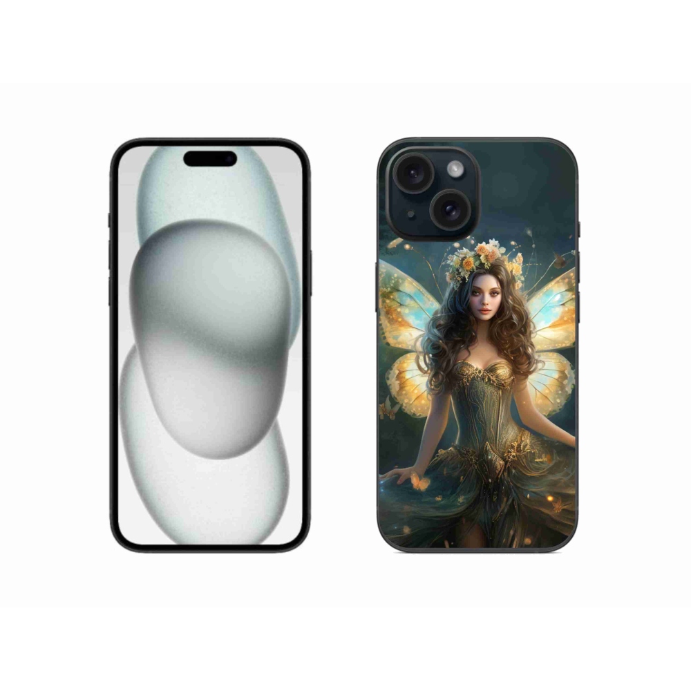 Gél borítás mmCase iPhone 15-hez - pillangó nő