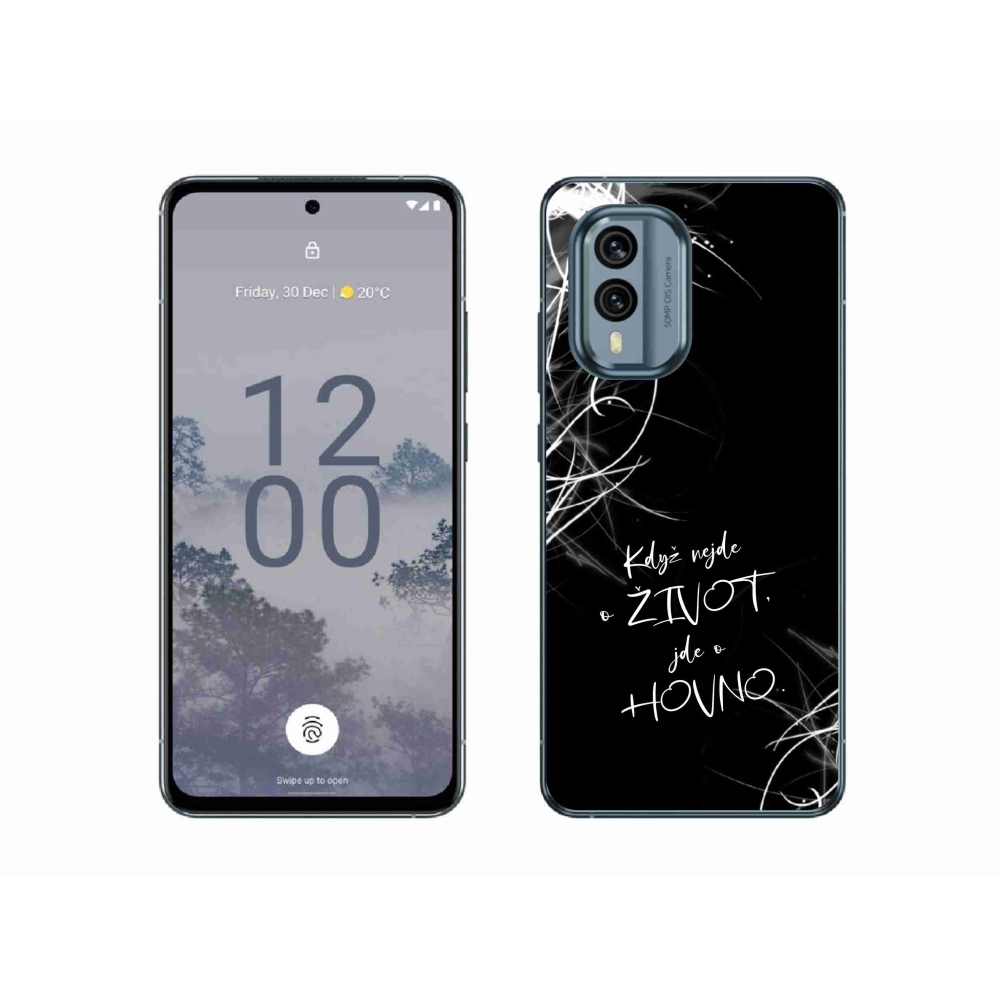 Zselés borító mmCase a Nokia X30 5G készülékhez - vicces szöveg 16 fekete háttér