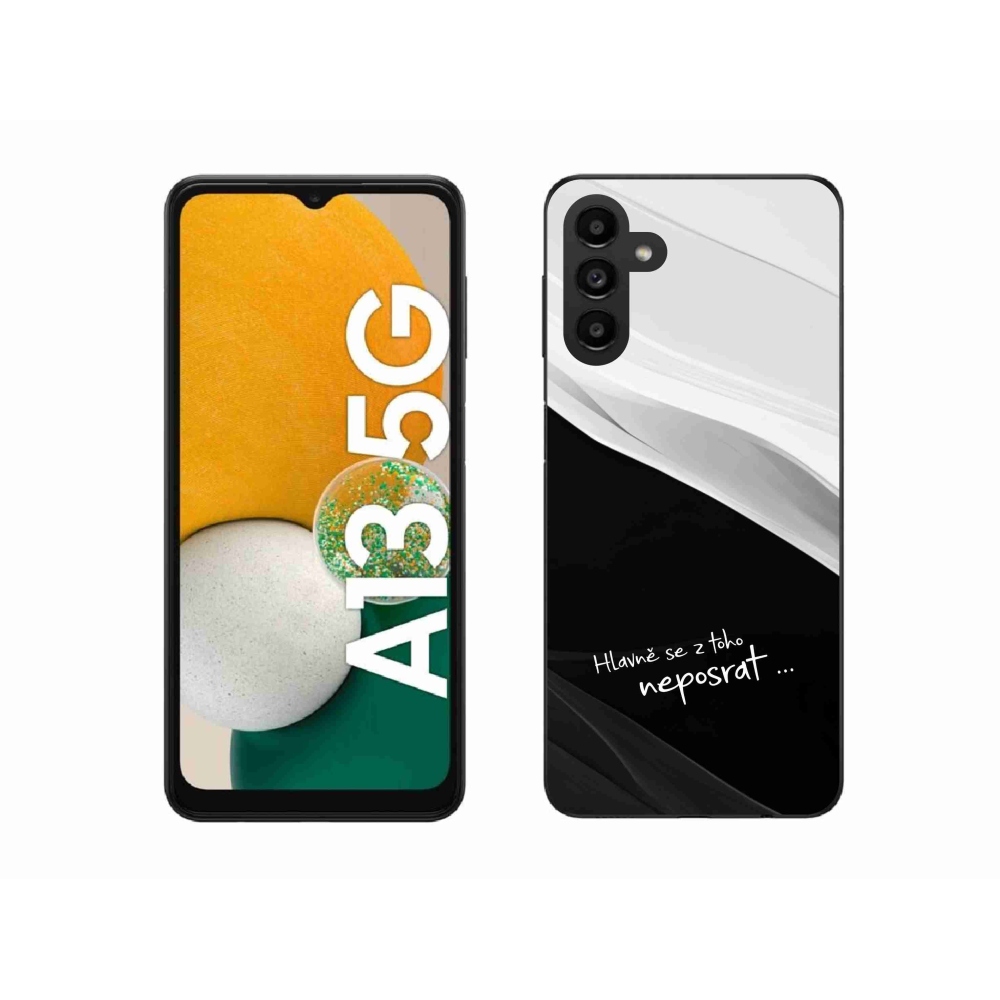 Gél borító mmCase Samsung Galaxy A13 5G - vicces szöveg 13 fekete és fehér háttérrel