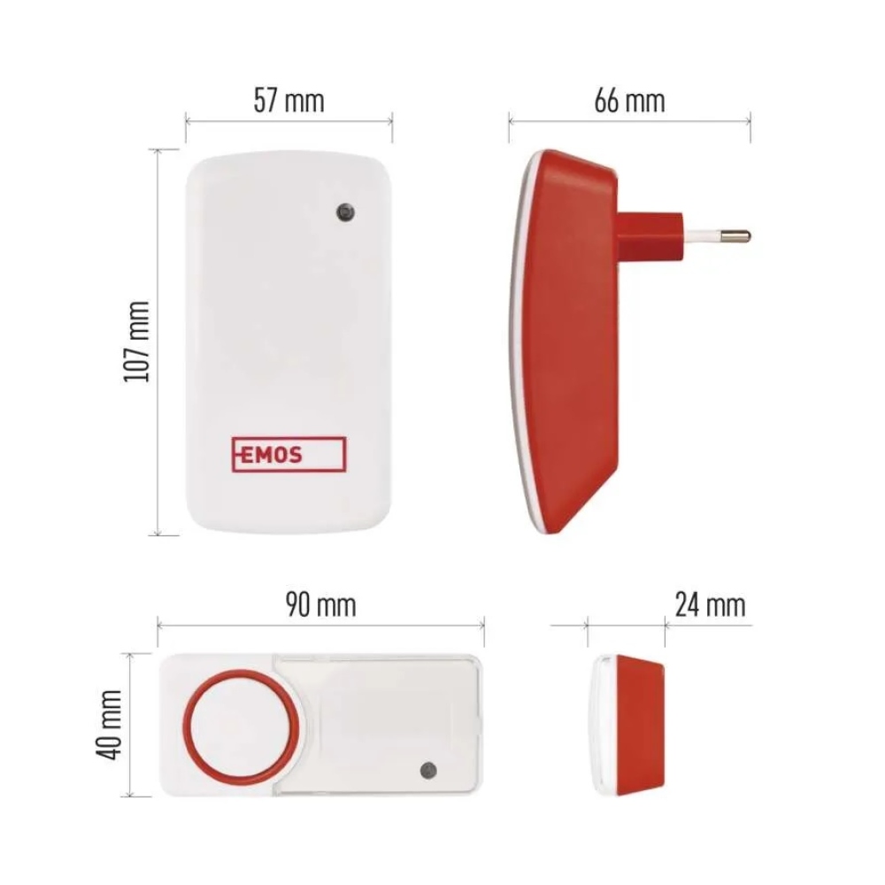 P5750.2R akkumulátor nélküli vezeték nélküli ajtócsengő aljzathoz