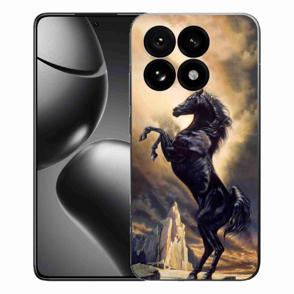 Gél borítás mmCase a Xiaomi 15T-hez - fekete rajzfilm ló