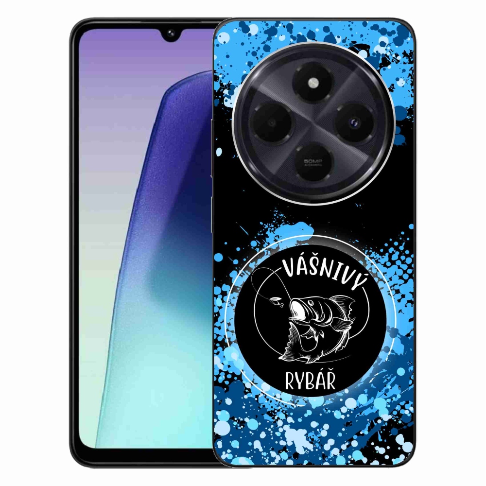 Gél borító mmCase a Xiaomi Redmi 14C/Poco C75 számára - szenvedélyes halász fekete háttérrel