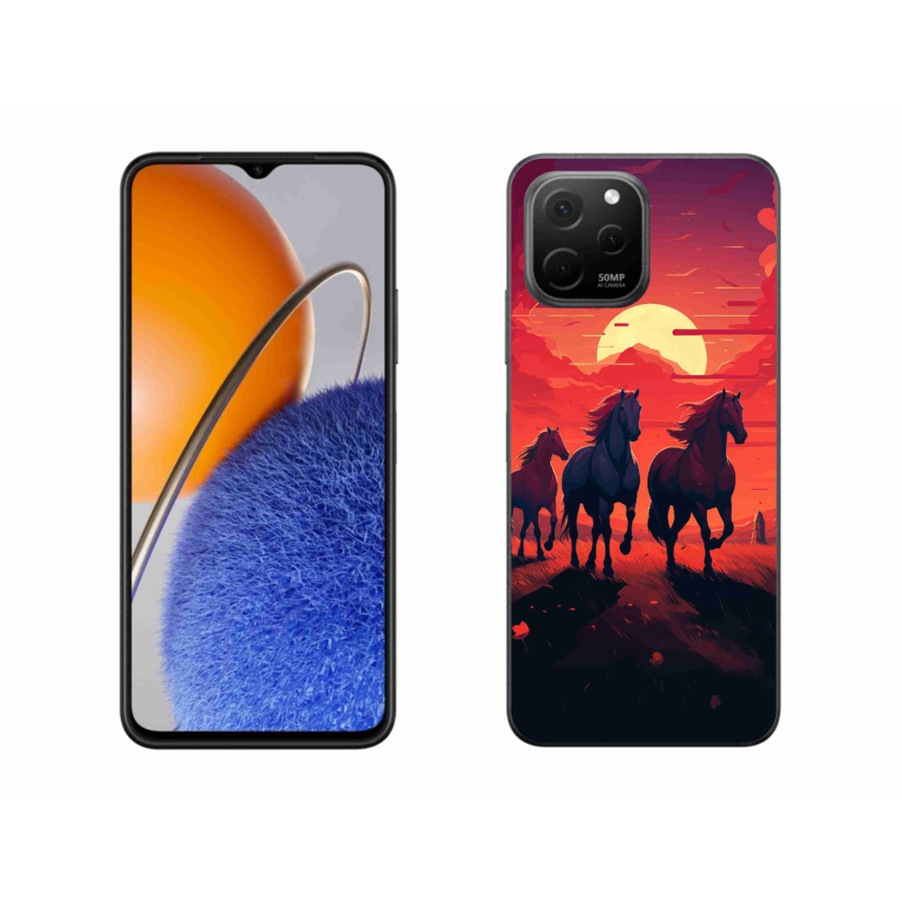 Gél borítás mmCase a Huawei Nova Y61-en - lovak és naplemente