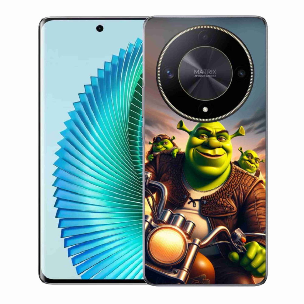 Zselés borítás mmCase a Honor Magic 6 Lite 5G számára - Shrek egy motorkerékpáron