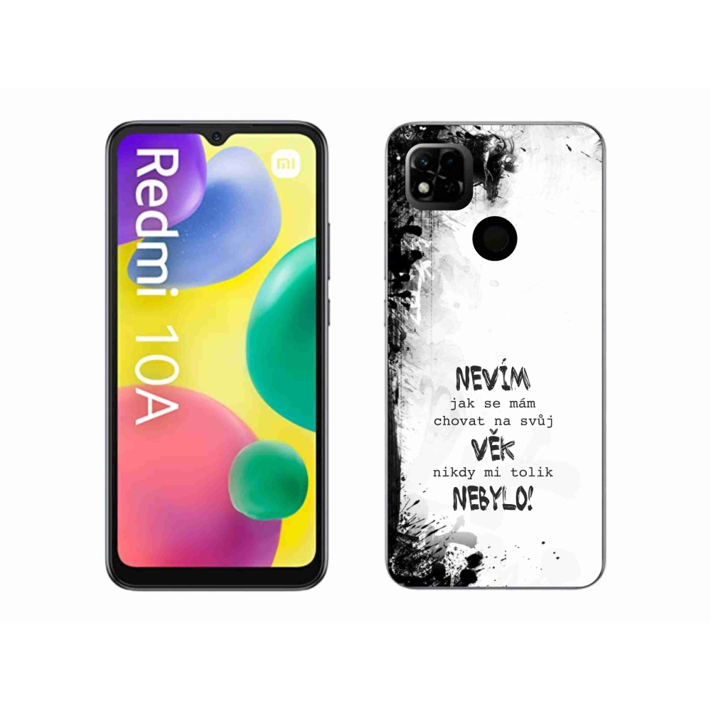 Gél borító mmCase a Xiaomi Redmi 10A számára - vicces szöveg 14 fehér háttérrel